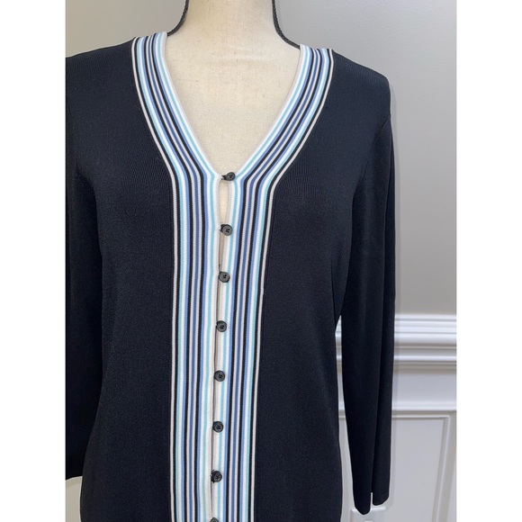 Women’s Willi Smith Black Striped Button Down Sweater 💙 - Picture 10 of 17